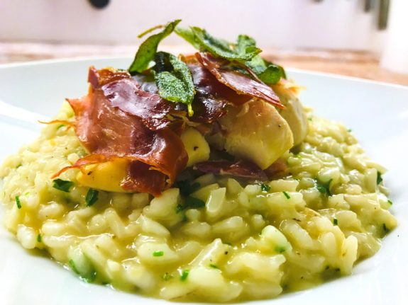 Risotto mit Trüffelbutter und Hähnchenbrust